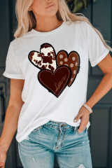 White Valentine's Western Fashion Day Heart Print T-shirt LC25219384-1