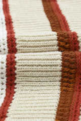 Beige Striped Knitted V Neck Tank Top LC2565061-15