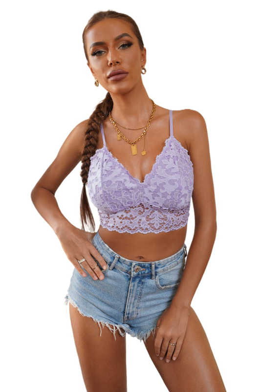 Purple Chunky Lace Bralette Crop Top LC253553-8