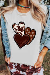 White Valentine's Western Fashion Day Heart Print T-shirt LC25219384-1