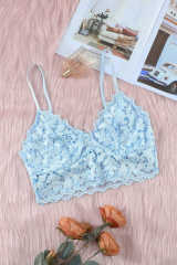 Blue Chunky Lace Bralette Crop Top LC253553-5