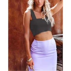 Dark Gray Slim Fit Crop Vest Top TQK250176-26