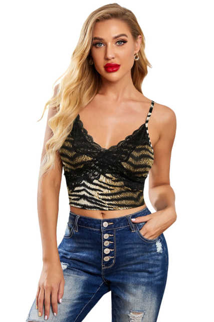 Leopard Print Sexy V Neck Spaghetti Strap Tank Top LC256345-20