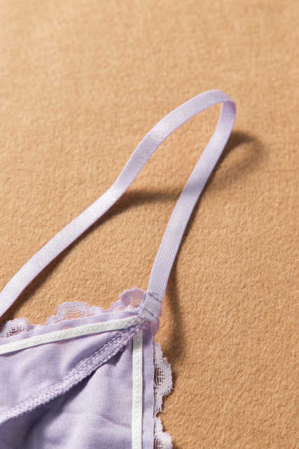 Purple Chunky Lace Bralette Crop Top LC253553-8