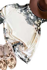 Gray Western Fashion Dyed Bleached T Shirt LC25220326-11