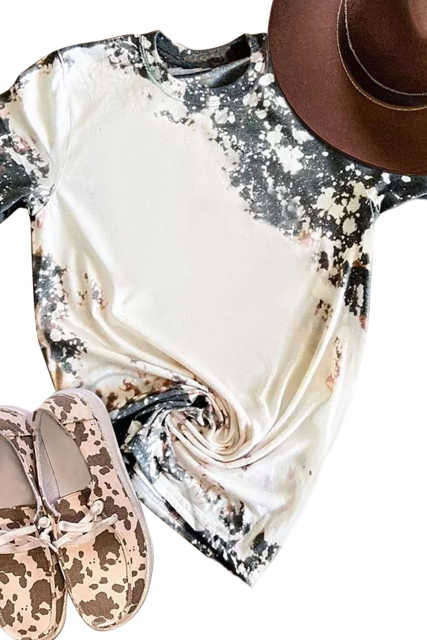 Gray Western Fashion Dyed Bleached T Shirt LC25220326-11