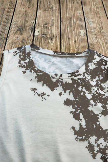 Multicolor Blank Apparel- Bleached Tie-dye Sleeveless Top LC2568922-22