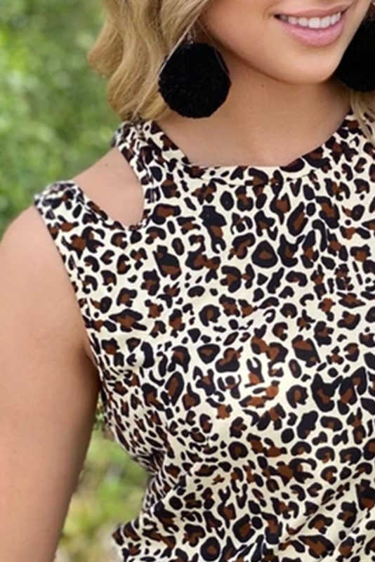 Sequin Pocket Leopard Tank LC256085-20