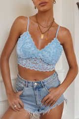 Blue Chunky Lace Bralette Crop Top LC253553-5