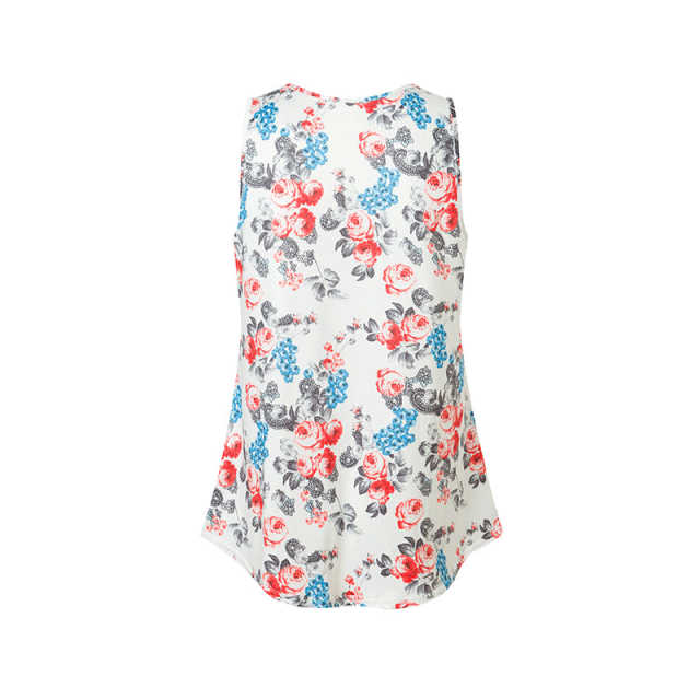 White Floral Print Tank Top GJZ0054-1