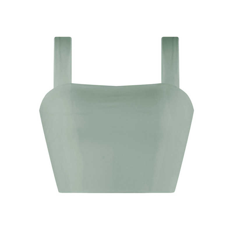 Light Green Slim Fit Crop Vest Top TQK250176-28