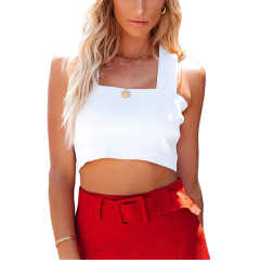 White Slim Fit Crop Vest Top TQK250176-1