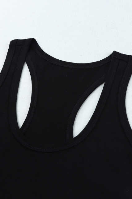 Black Scoop Neck Basic Solid Tank Top LC256372-2