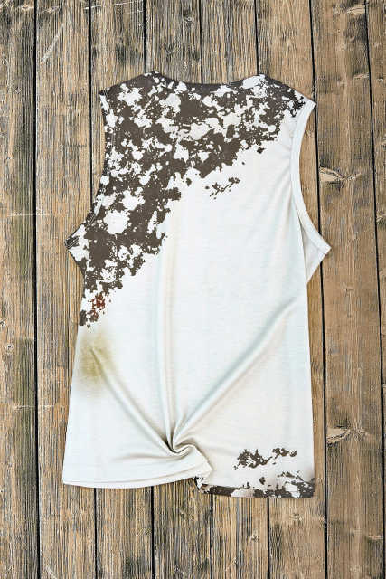 Multicolor Blank Apparel- Bleached Tie-dye Sleeveless Top LC2568922-22