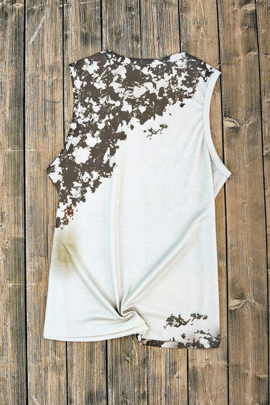 Multicolor Blank Apparel- Bleached Tie-dye Sleeveless Top LC2568922-22