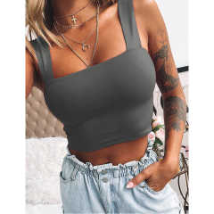 Dark Gray Slim Fit Crop Vest Top TQK250176-26