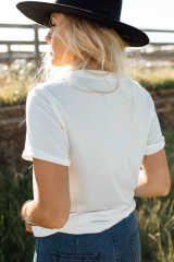 White Valentine's Western Fashion Day Heart Print T-shirt LC25219384-1