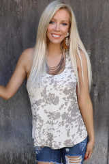 Cow Print Racerback Tank Top LC2565091-16