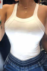 White Thick Strap Backless Bowknot Tank Top LC256272-1