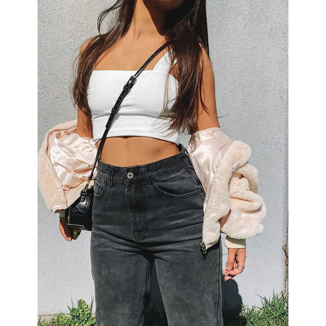 White Slim Fit Crop Vest Top TQK250176-1