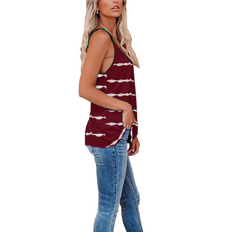 Wine Red Stripes Adjustable Straps Tank TQK250139-23