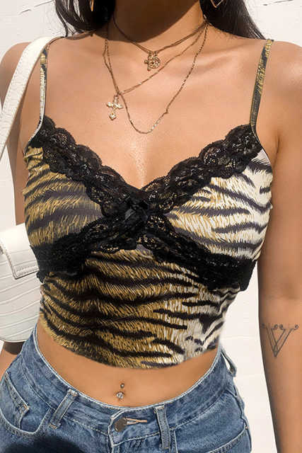 Leopard Print Sexy V Neck Spaghetti Strap Tank Top LC256345-20