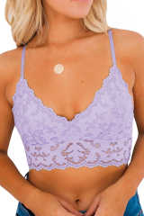 Purple Chunky Lace Bralette Crop Top LC253553-8