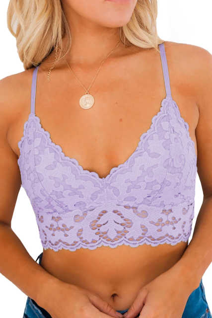 Purple Chunky Lace Bralette Crop Top LC253553-8