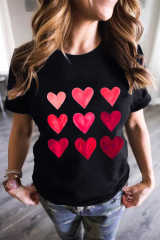 Black Valentine's Day Heart Graphic Tee LC25219392-2