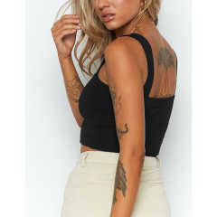 Black Slim Fit Crop Vest Top TQK250176-2