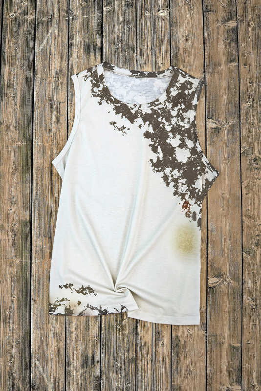 Multicolor Blank Apparel- Bleached Tie-dye Sleeveless Top LC2568922-22