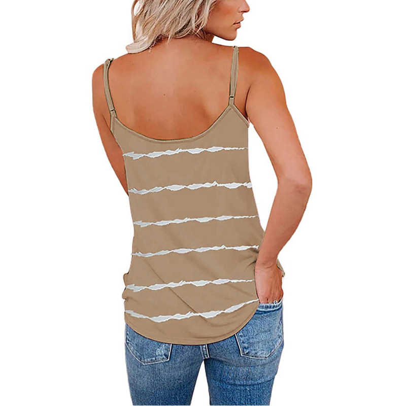 Khaki Stripes Adjustable Straps Tank TQK250139-21