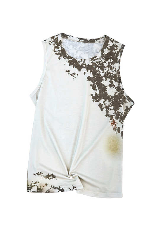 Multicolor Blank Apparel- Bleached Tie-dye Sleeveless Top LC2568922-22