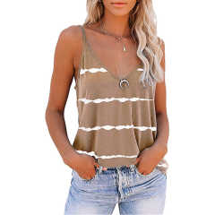 Khaki Stripes Adjustable Straps Tank TQK250139-21