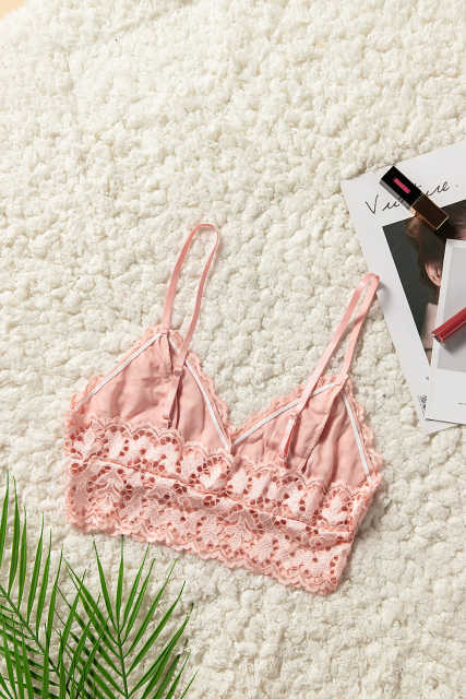 Pink Chunky Lace Bralette LC253553-10
