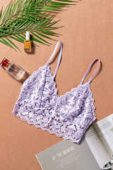 Purple Chunky Lace Bralette Crop Top LC253553-8