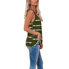 Army Green Stripes Adjustable Straps Tank TQK250139-27