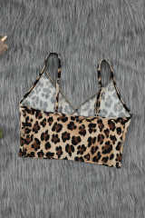 Brown Printed Sexy V Neck Spaghetti Strap Tank Top LC256345-17