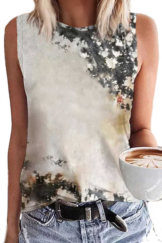 Multicolor Blank Apparel- Bleached Tie-dye Sleeveless Top LC2568922-22