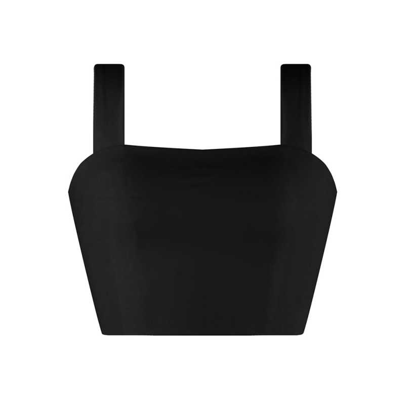 Black Slim Fit Crop Vest Top TQK250176-2