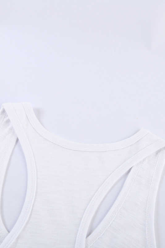 White Scoop Neck Basic Solid Tank Top LC256372-1