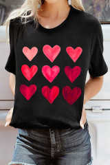Black Valentine's Day Heart Graphic Tee LC25219392-2