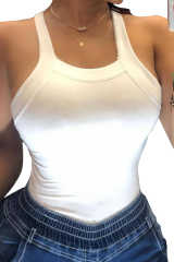 White Thick Strap Backless Bowknot Tank Top LC256272-1