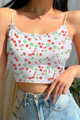 Cherry Print Crop Spaghetti Straps Camisole LC256900-1