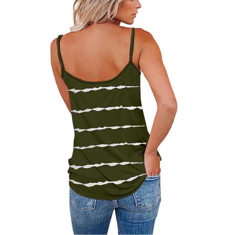 Army Green Stripes Adjustable Straps Tank TQK250139-27