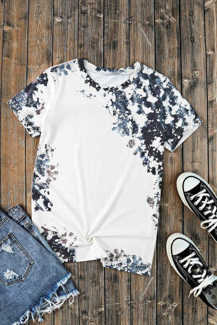 Gray Western Fashion Dyed Bleached T Shirt LC25220326-11