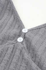 Gray Rib Knit Button Front Ruffle Hem Camisole LC2566453-11