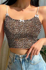 Leopard Print Crop Spaghetti Straps Camisole LC256900-20