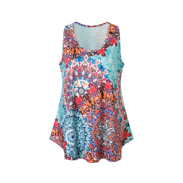 Light Blue Bohemian Print Tank Top GJZ0054-30