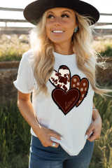 White Valentine's Western Fashion Day Heart Print T-shirt LC25219384-1